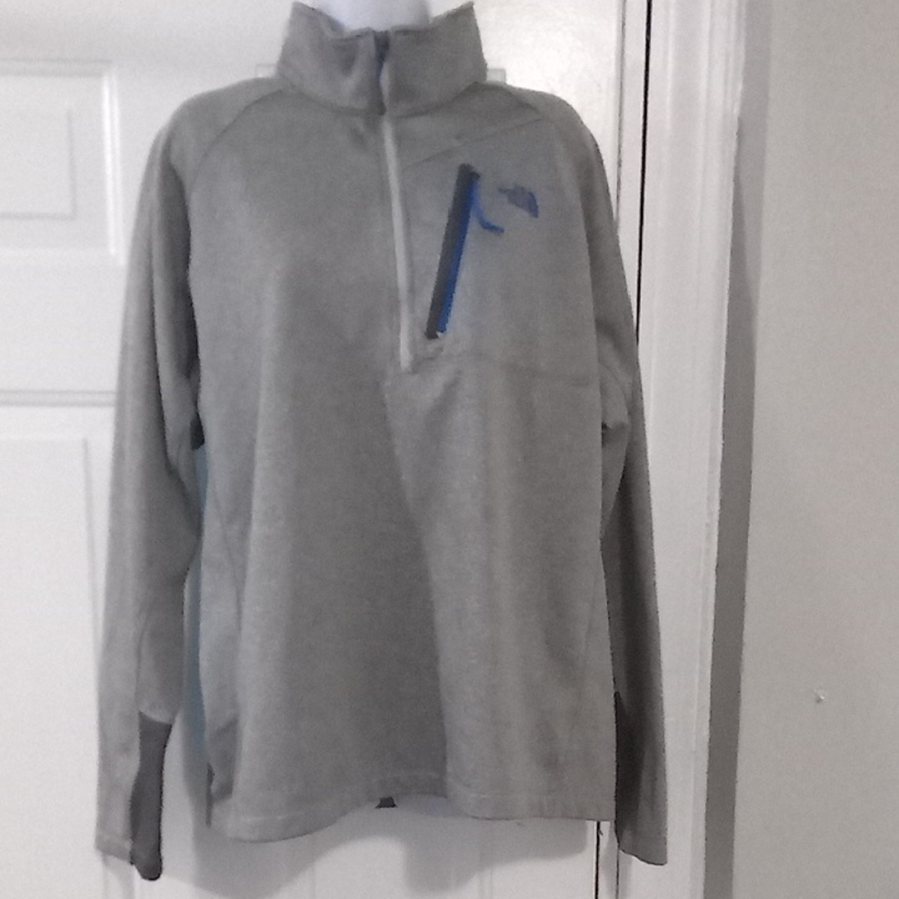 The North Face Gray and Blue Pullover Quarter Zip Active